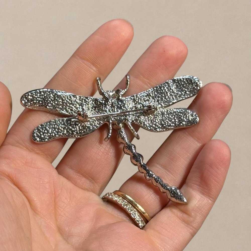 Purple Rhinestone Dragonfly Brooch Pin - Picture 4 of 4